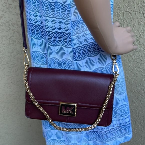 Michael Kors Sonia Medium Leather Shoulder Bag Merlot - Picture 16 of 16